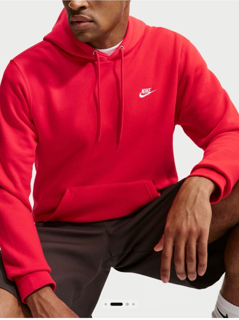 Nike Sportswear Club Fleece Hoodie Red Men's Size Large L Pullover Sweatshirt